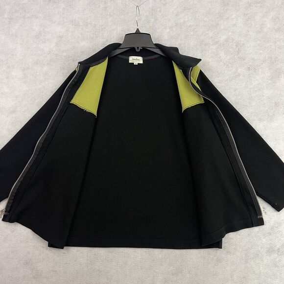 Neiman Marcus Exclusive Jacket 1X Black Green Colorblock Zip Cotton USA - Picture 7 of 12
